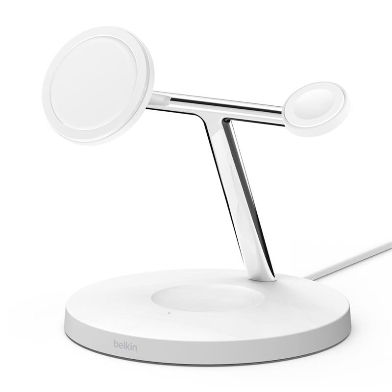 Belkin Boost Charge Pro 3-in-1 Wireless Charger with Magsafe 15W - White