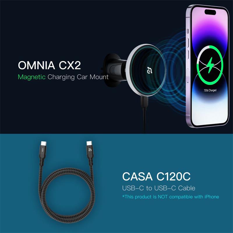 Adam Elements Omnia CX2 Magnetic Charging Car Mount - Black