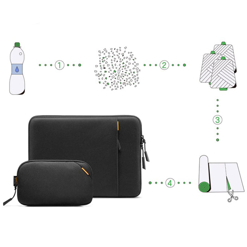 Tomtoc pouzdro Recycled Sleeve with Pouch pro Macbook Pro 14" M1/M2/M3-Black