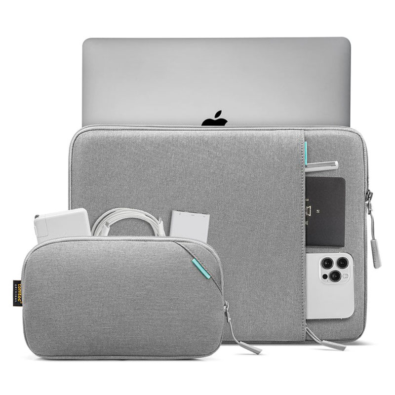 Tomtoc pouzdro Recycled Sleeve with Pouch pro Macbook Pro 14" M1/M2/M3-Gray