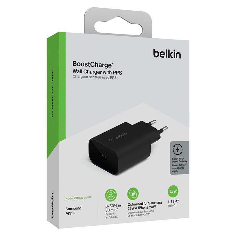 Belkin 25W PD 3.0 PPS USB-C Wall Charger - Black