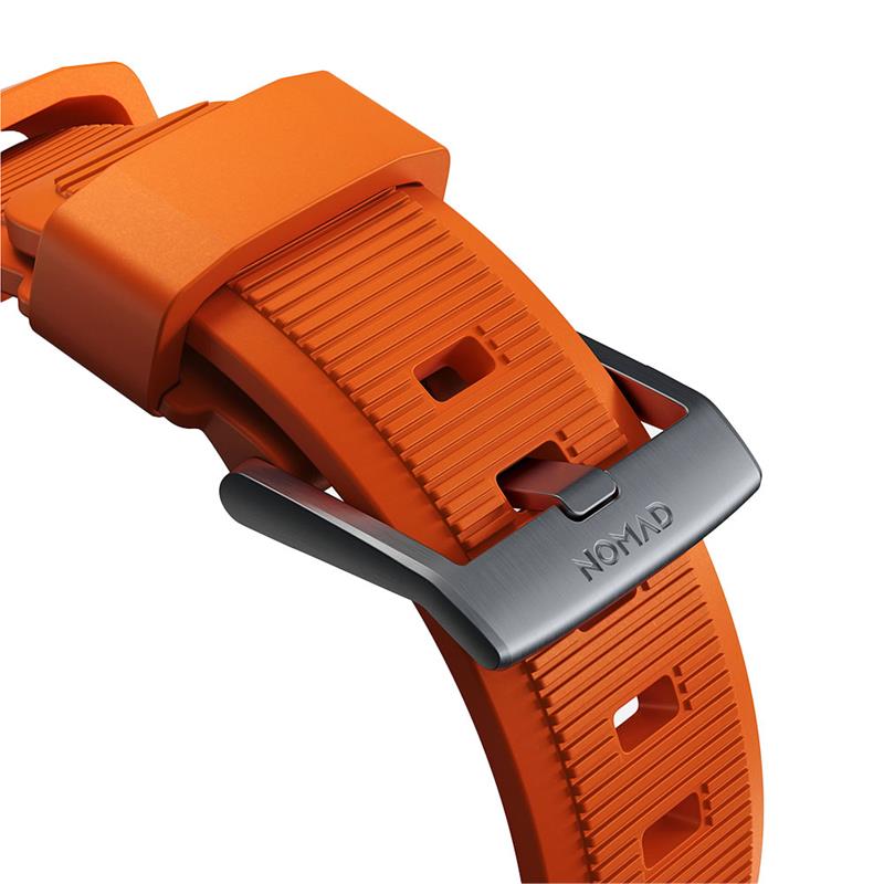 Nomad remienok Rugged Strap pre Apple Watch 44/45/49mm - Ultra Orange/Silver Hardware
