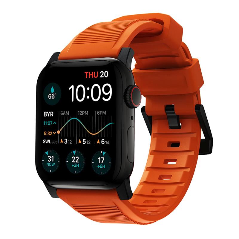 Nomad remienok Rugged Strap pre Apple Watch 44/45/49mm - Ultra Orange/Black Hardware