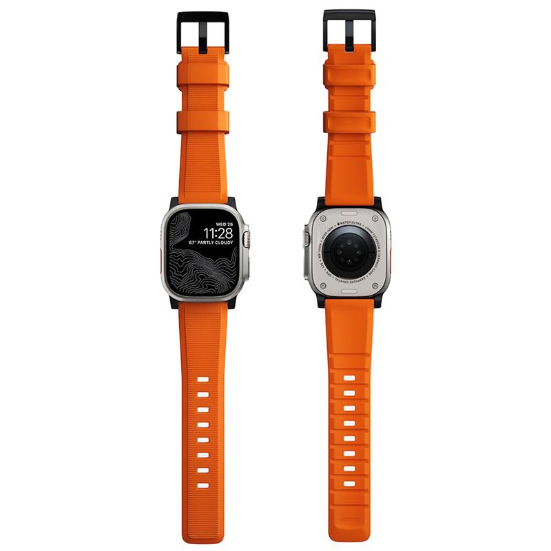 Nomad remienok Rugged Strap pre Apple Watch 44/45/49mm - Ultra Orange/Black Hardware
