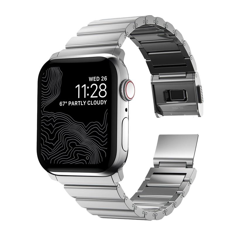 Nomad remienok pre Apple Watch 44-49 mm - Steel Band/Silver Hardware