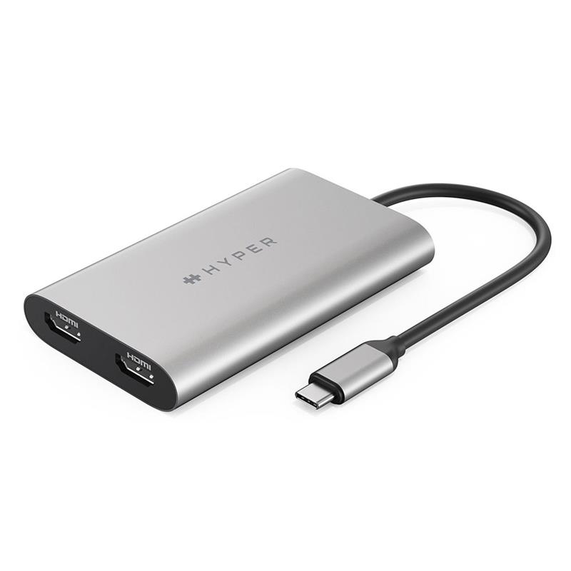 Hyper HyperDrive Dual 4K HDMI Adapter pre M1/M2 MacBook - Silver