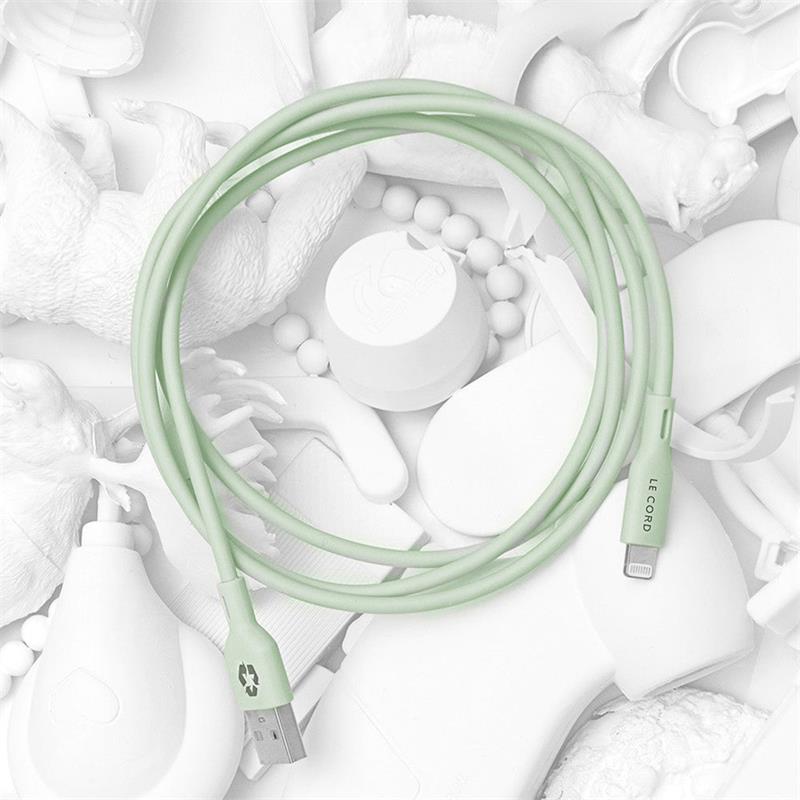 Le Cord kábel Minimalist Recycled Cable Lightning to USB 1.2m - Pale Pine