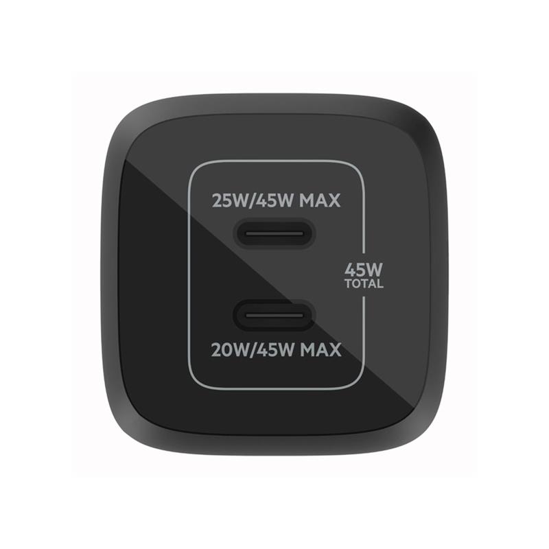 Belkin 45W Dual USB-C GaN PD Wall Charger with PPS - Black