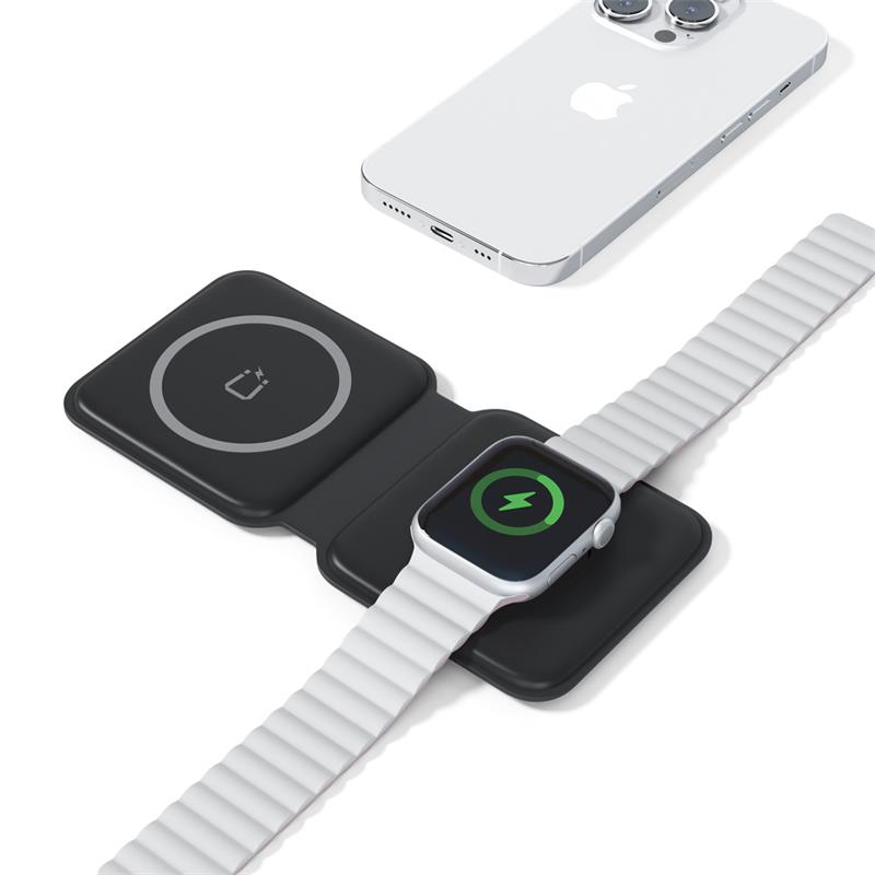 Spello by Epico 2in1 Skladacia Bezdrôtová Nabíjačka - Čierna