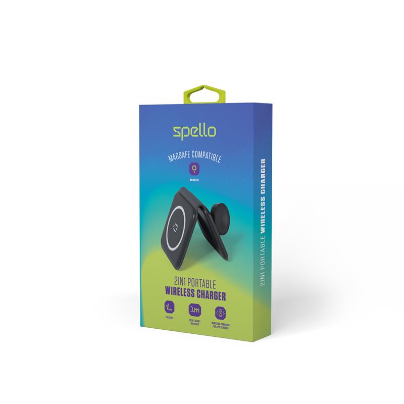 Spello by Epico 2in1 Skladacia Bezdrôtová Nabíjačka - Čierna