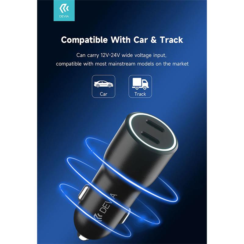 Devia nabíjačka do auta Smart Series PD 40W 2C Fast Car Charger - Black