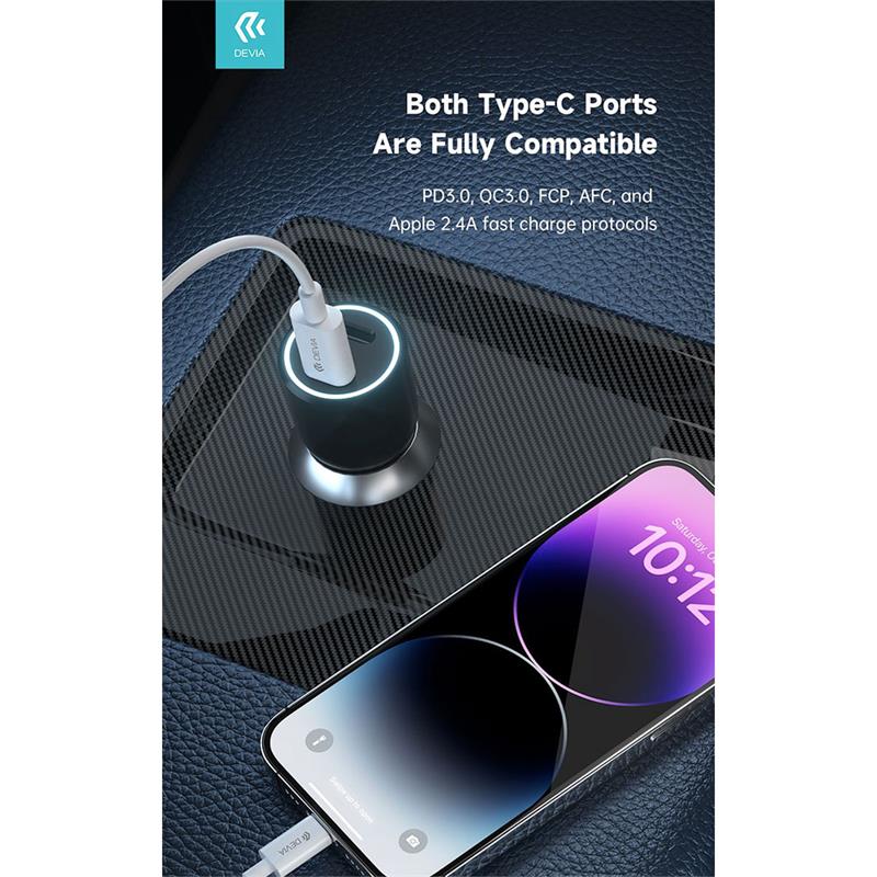 Devia nabíjačka do auta Smart Series PD 40W 2C Fast Car Charger - Black