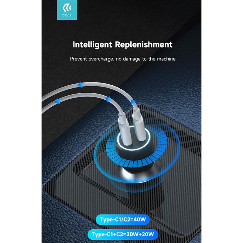 Devia nabíjačka do auta Smart Series PD 40W 2C Fast Car Charger - Black