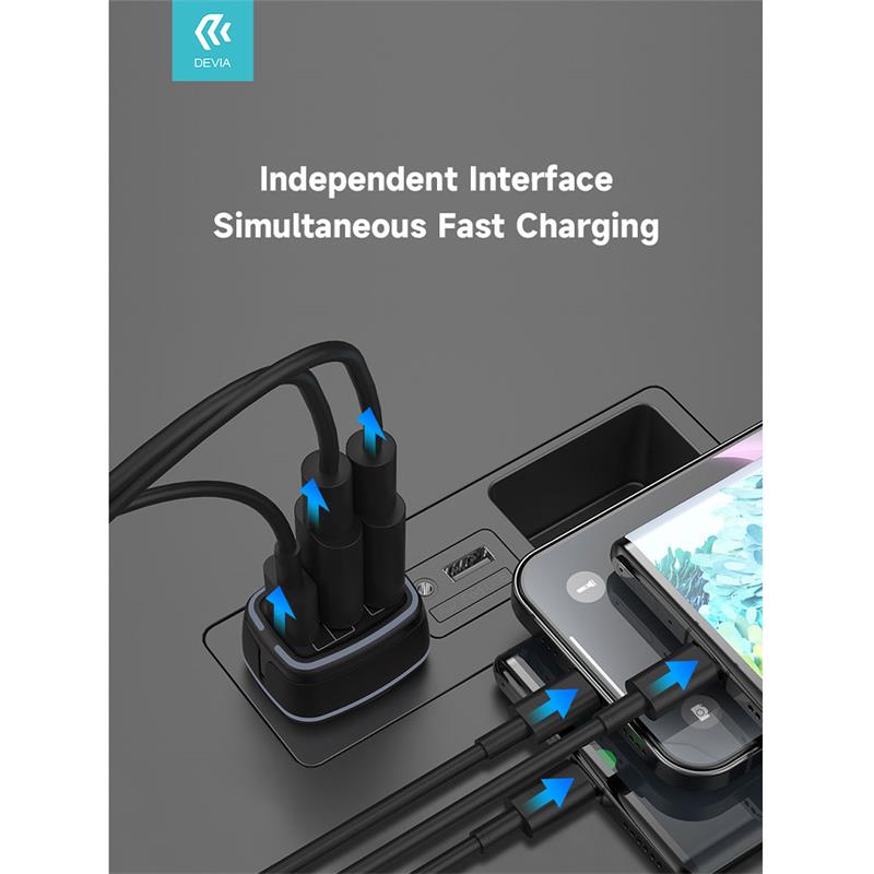 Devia nabíjačka do auta Extreme Speed Series 115W USB+2C Fast Car Charger  - Black