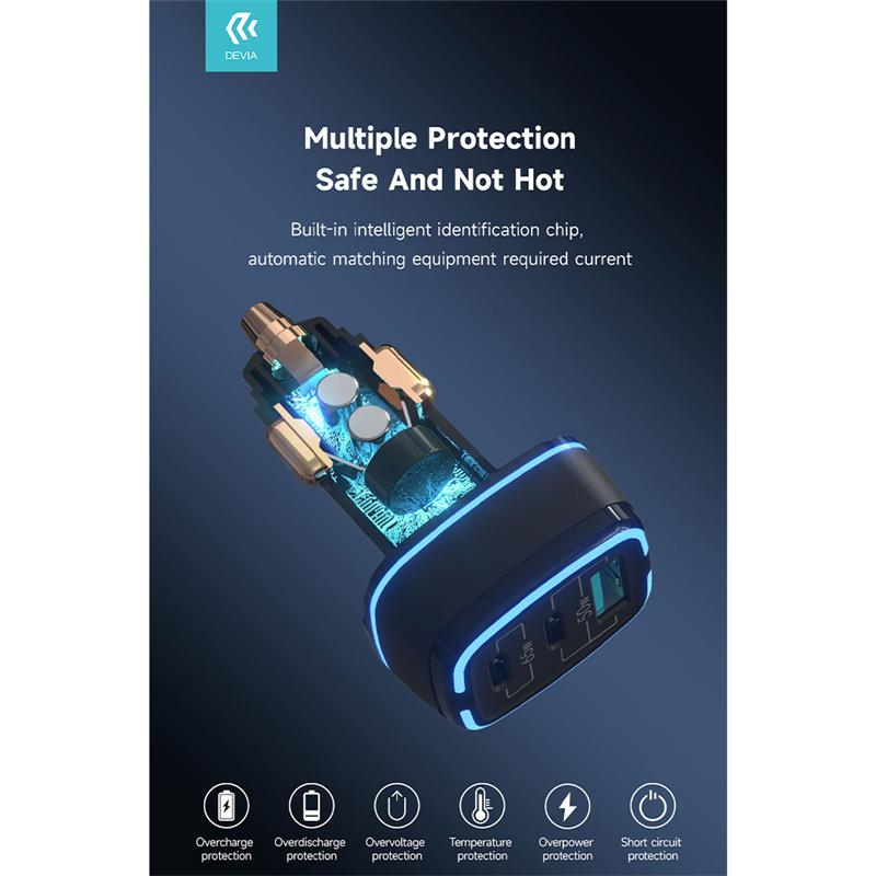 Devia nabíjačka do auta Extreme Speed Series 115W USB+2C Fast Car Charger  - Black