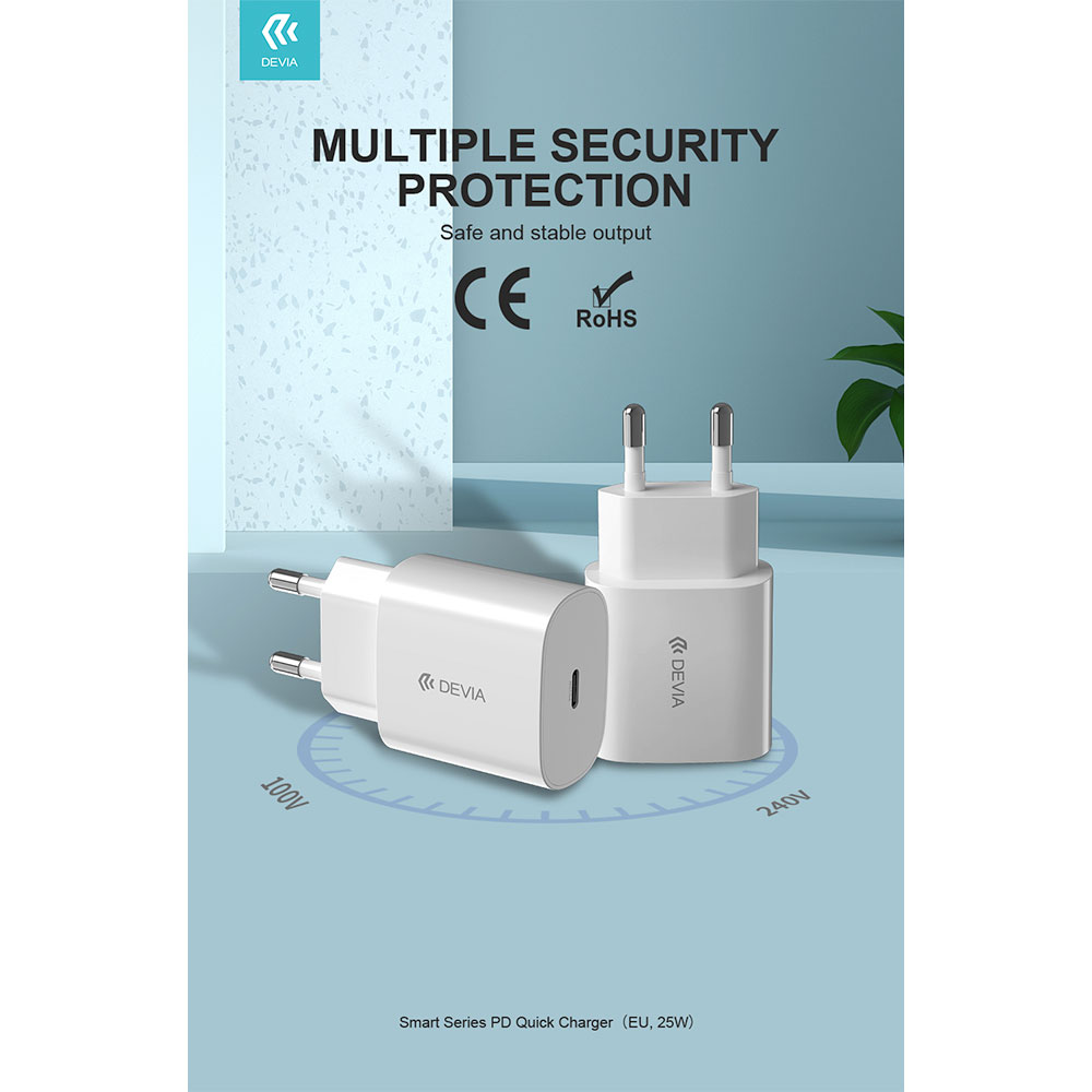 Devia sieťová nabíjačka Smart series PD Quick Charger 25W - White