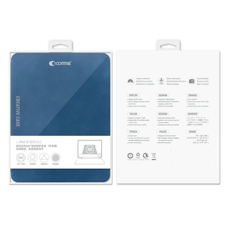 Comma puzdro Cyclone Rotation Case with Pencil Slot pre iPad 10-11 Gen 2022/2025 - Blue