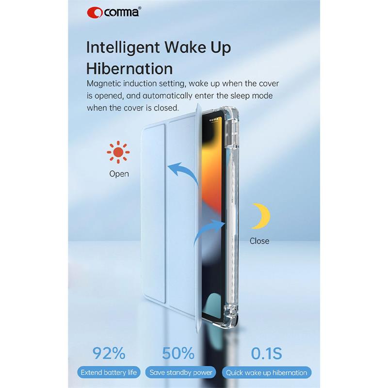 Comma puzdro Joy Series PU Case With Pencil Slot  pre iPad 10-11 Gen 2022/2025 - Light Blue