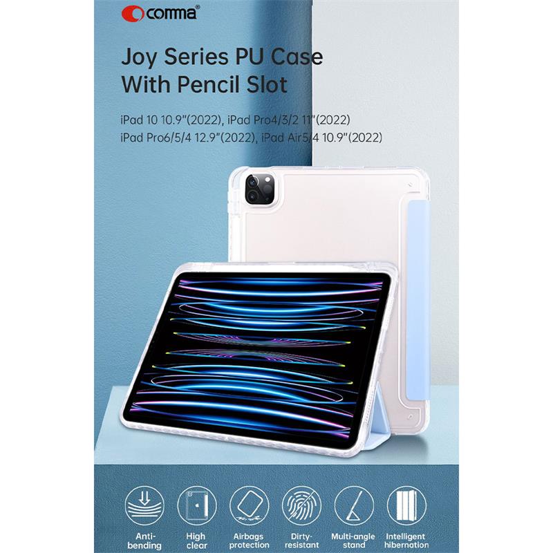 Comma puzdro Joy Series PU Case With Pencil Slot  pre iPad 10-11 Gen 2022/2025 - Light Blue