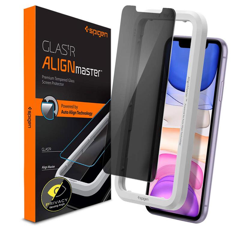 Spigen ochranné sklo Glas.tR AlignMaster Privacy pre iPhone 11/XR