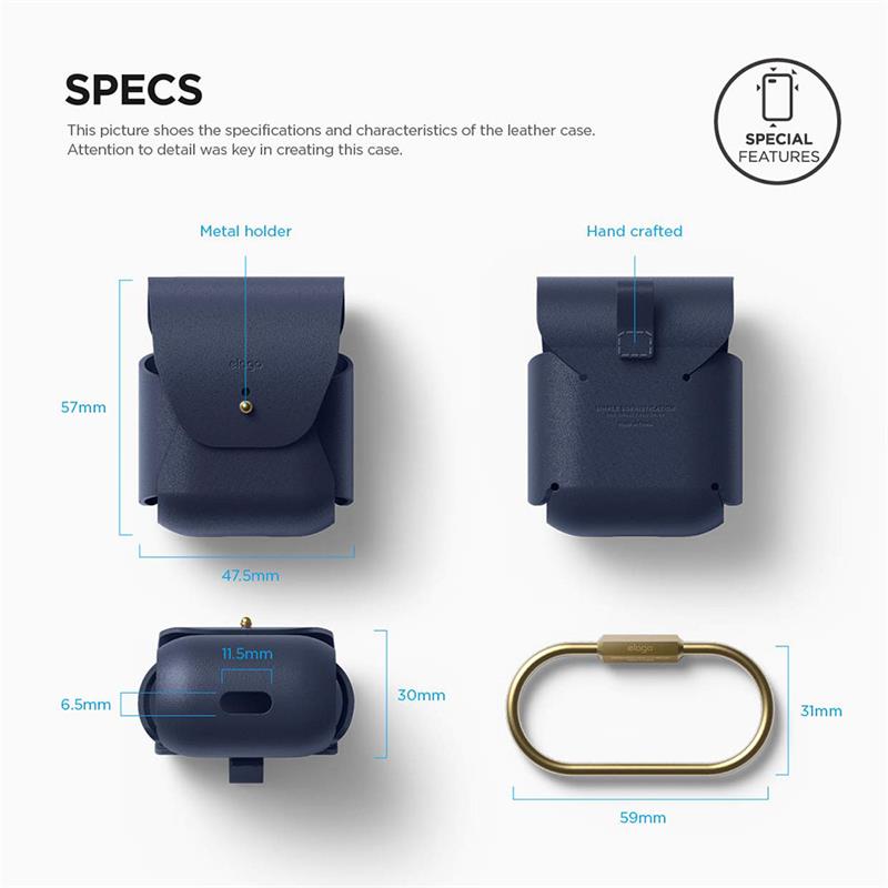 Elago Airpods Leather Case - Jean Indigo