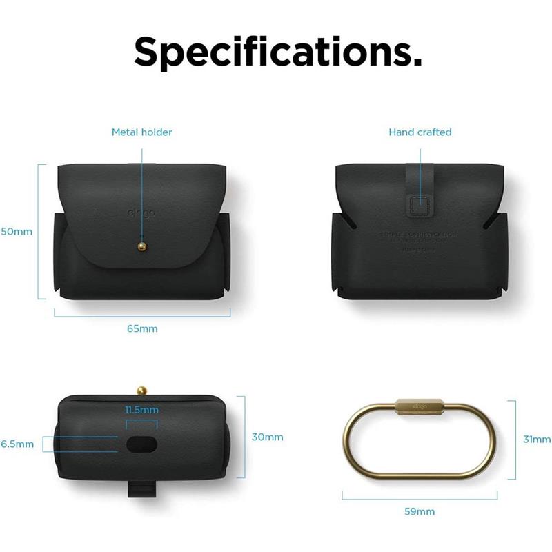 Elago Airpods Pro/Pro 2 Leather Case - Black