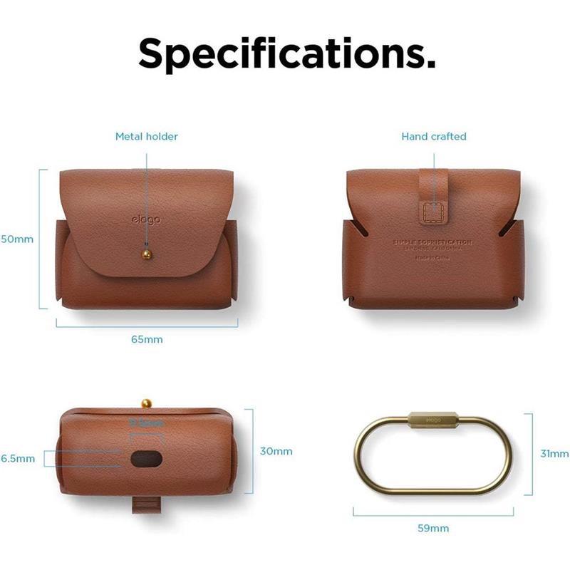 Elago Airpods Pro/Pro 2 Leather Case - Brown