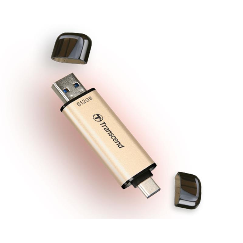 Transcend 512GB JetFlash 930C Dual USB 3.2 Gen 1 Flash Drive - Gold