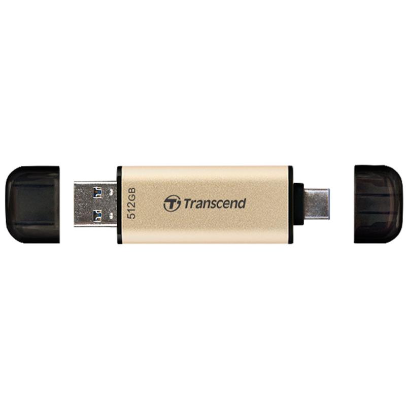 Transcend 512GB JetFlash 930C Dual USB 3.2 Gen 1 Flash Drive - Gold