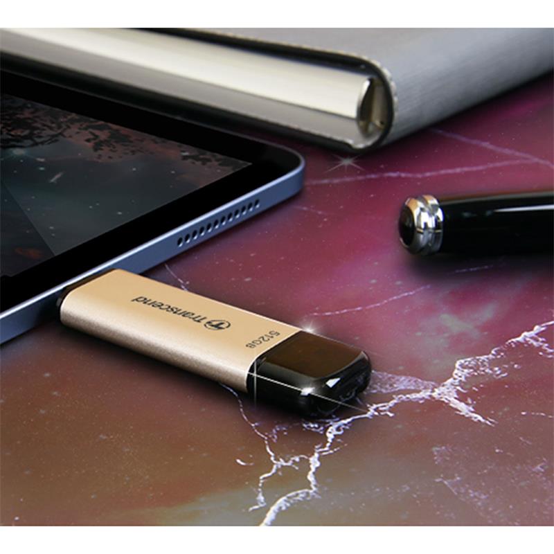 Transcend 512GB JetFlash 930C Dual USB 3.2 Gen 1 Flash Drive - Gold