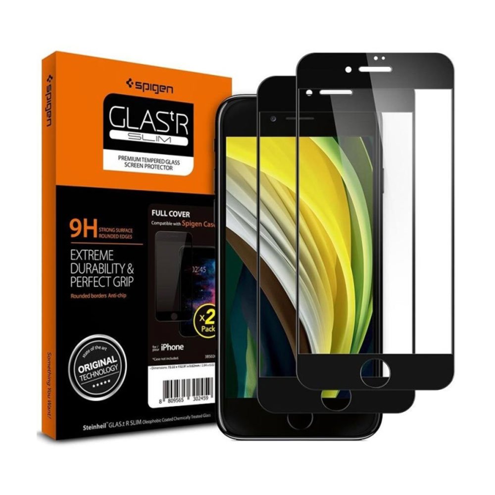 Spigen ochranné sklo GLAS.tR FC HD 2pack pre iPhone 7/8/SE 2020/2022 - Black Frame