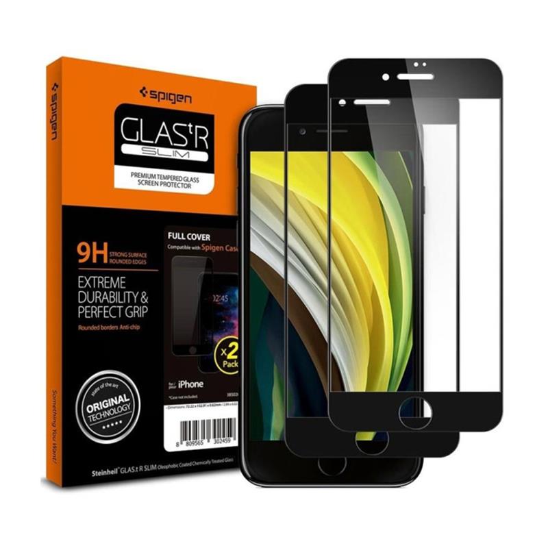 Spigen ochranné sklo GLAS.tR FC HD 2pack pre iPhone 7/8/SE 2020/2022 - Black Frame