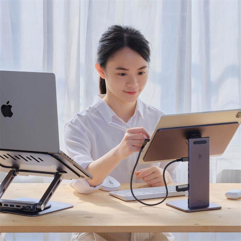 Adam Elements stojan Mag M Pro Magnetic 8-in-1 Hub pre iPad Pro 11"/Air 10.9"  - Grey