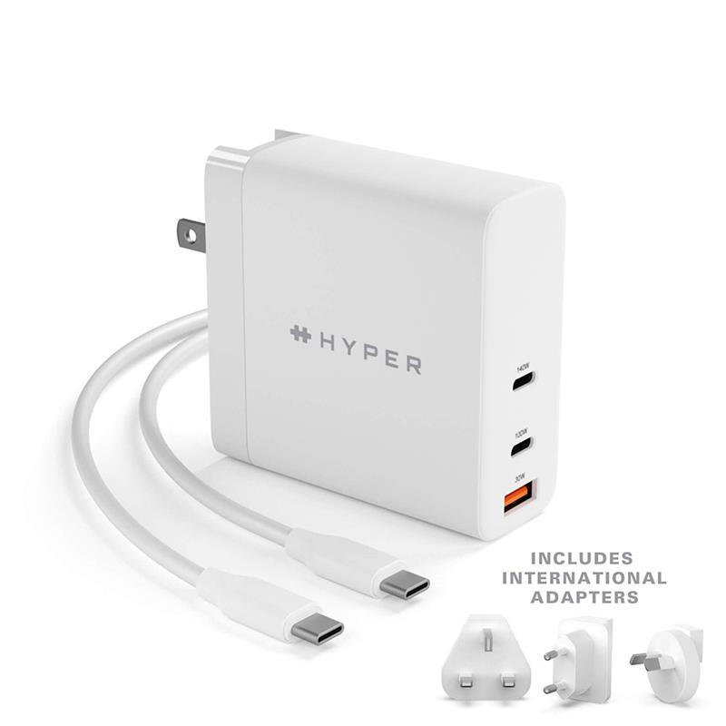 Hyper HyperJuice 140W PD 3.1 USB-C Charger With Adapters - White
