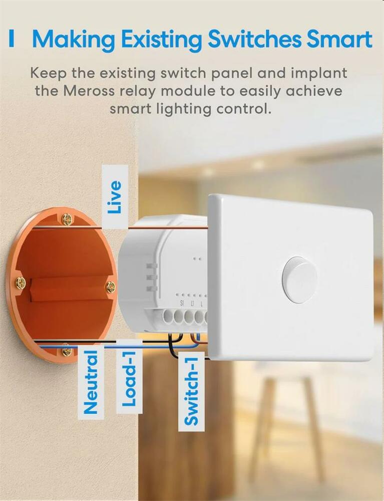 Meross Smart Wi-Fi In-Wall vypínač Neutral Wire Required