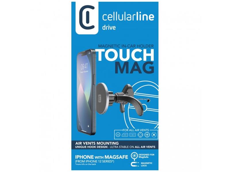 CellularLine Touch Mag Air Vents s uchytením do mriežky ventilácie a podporou MagSafe, čierny