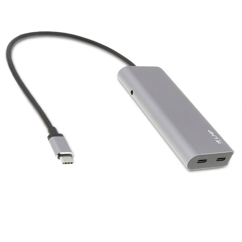 LMP USB-C 7 port hub with external power - Space Gray Aluminium
