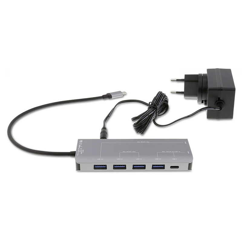 LMP USB-C 7 port hub with external power - Space Gray Aluminium