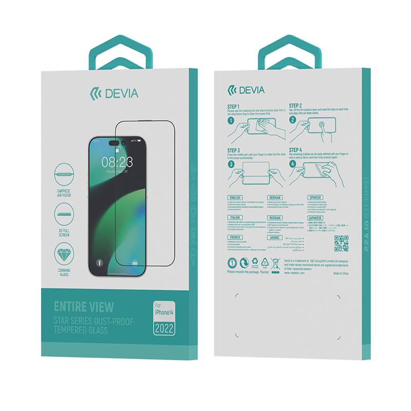 Devia ochranné sklo Star Series pro iPhone 15 Pro - Black Frame