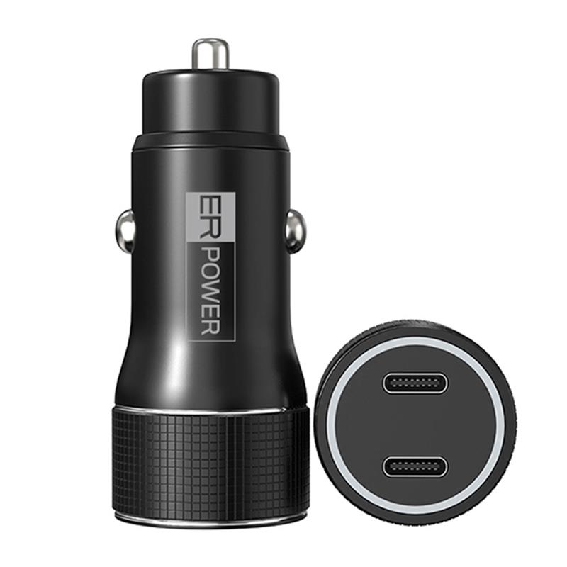 ER POWER nabíjacka do auta 40W USB-C PD+ QC 3.0 - Black