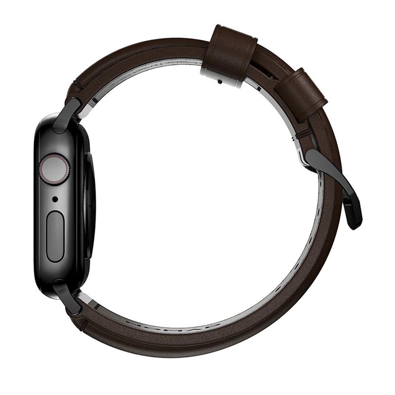 Nomad kožený řemínek pro Apple Watch 49/45/44/42 mm - Traditional Brown/Black Hardware
