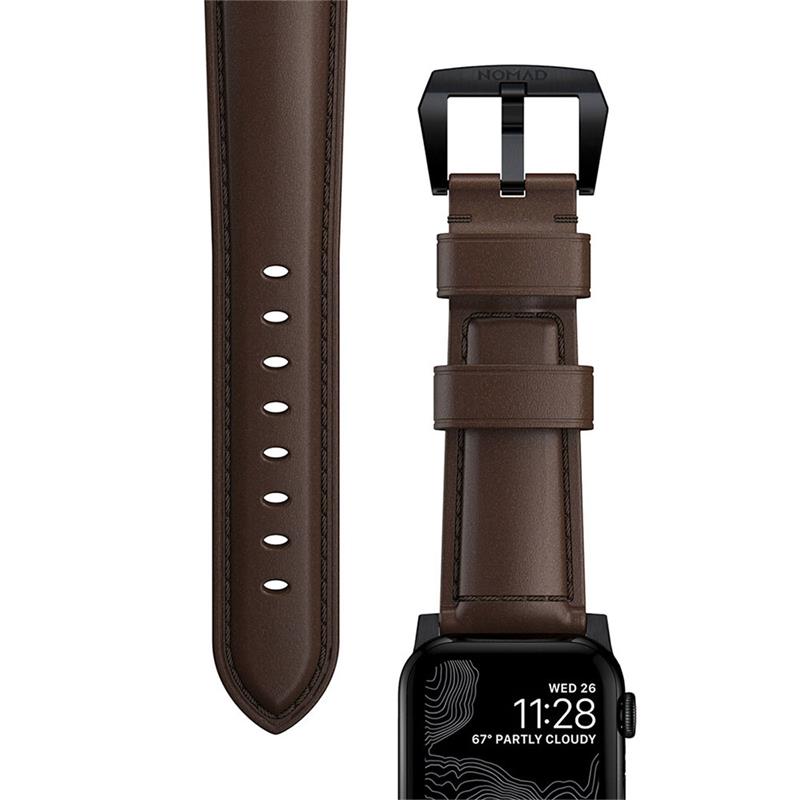 Nomad kožený řemínek pro Apple Watch 49/45/44/42 mm - Traditional Brown/Black Hardware