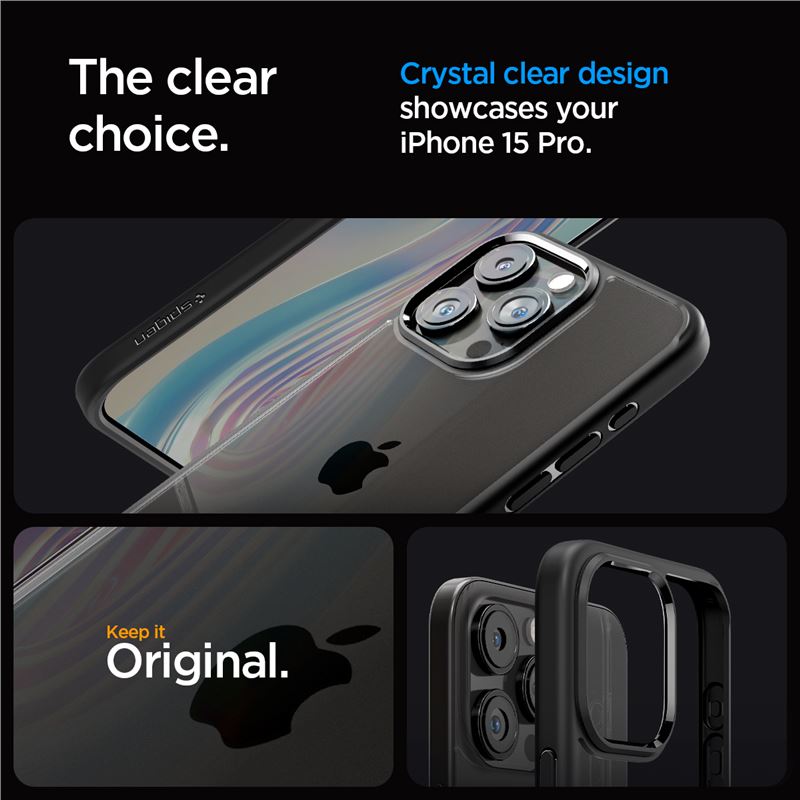 Spigen kryt Crystal Hybrid pro iPhone 15 Pro - Matte Black