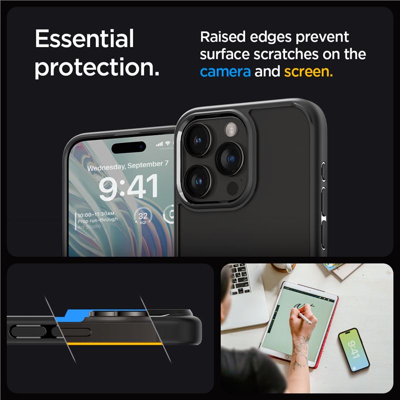 Spigen kryt Crystal Hybrid pro iPhone 15 Pro - Matte Black