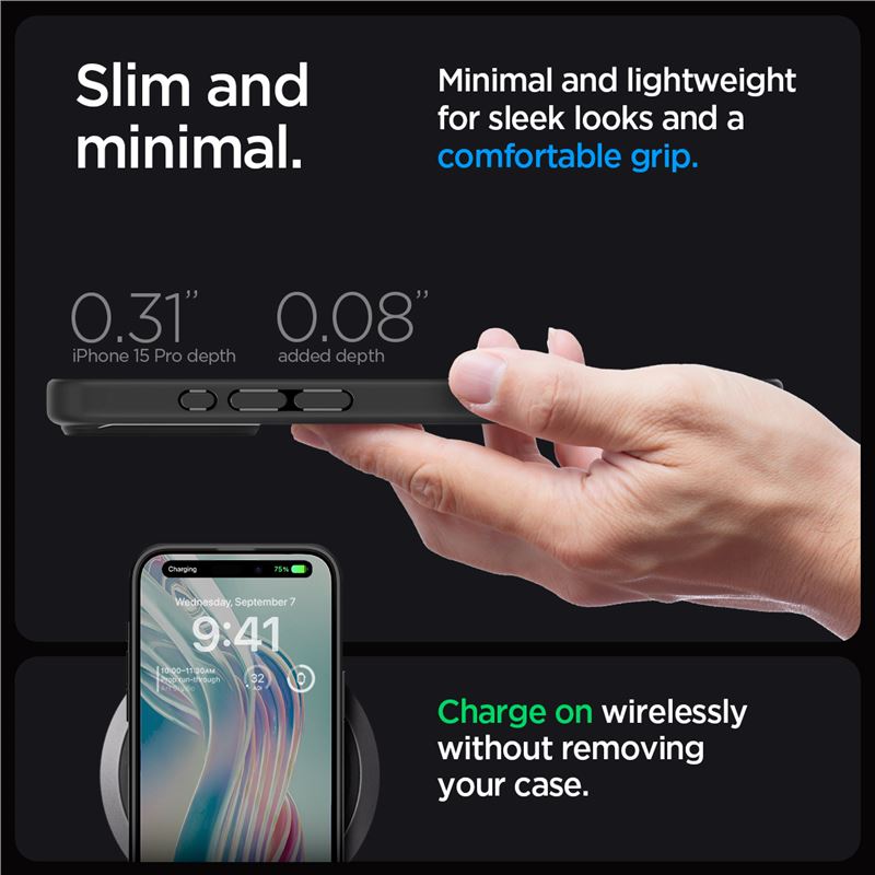 Spigen kryt Crystal Hybrid pro iPhone 15 Pro - Matte Black