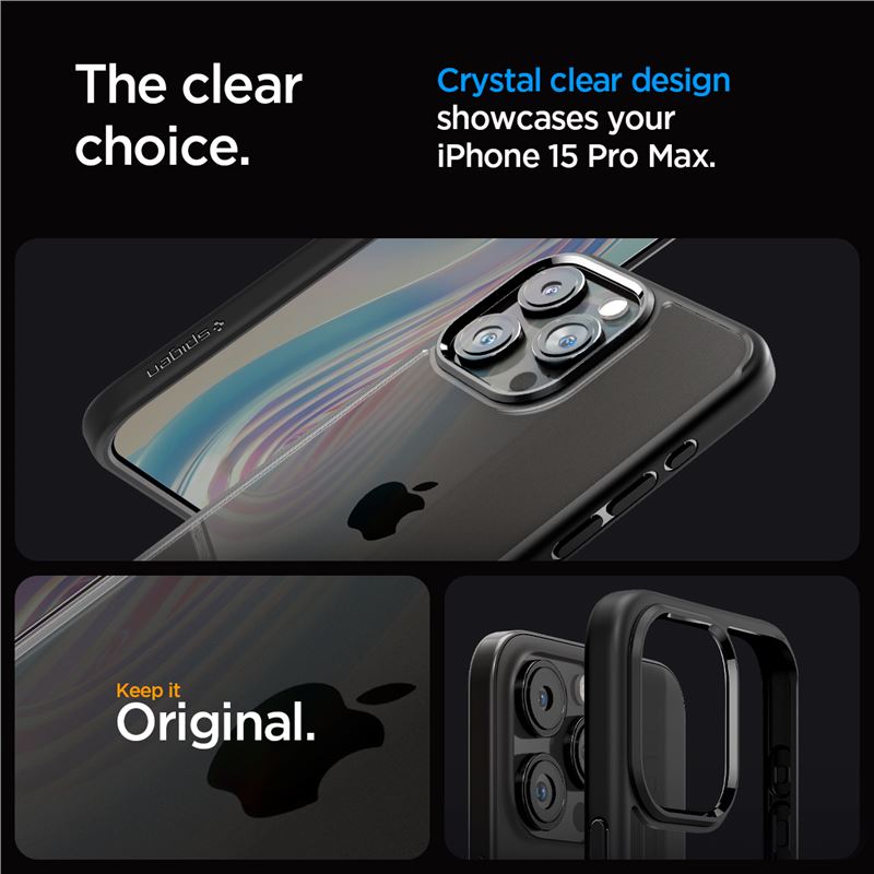 Spigen kryt Crystal Hybrid pro iPhone 15 Pro Max - Matte Black