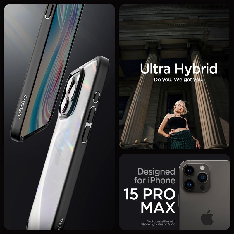 Spigen kryt Crystal Hybrid pro iPhone 15 Pro Max - Matte Black