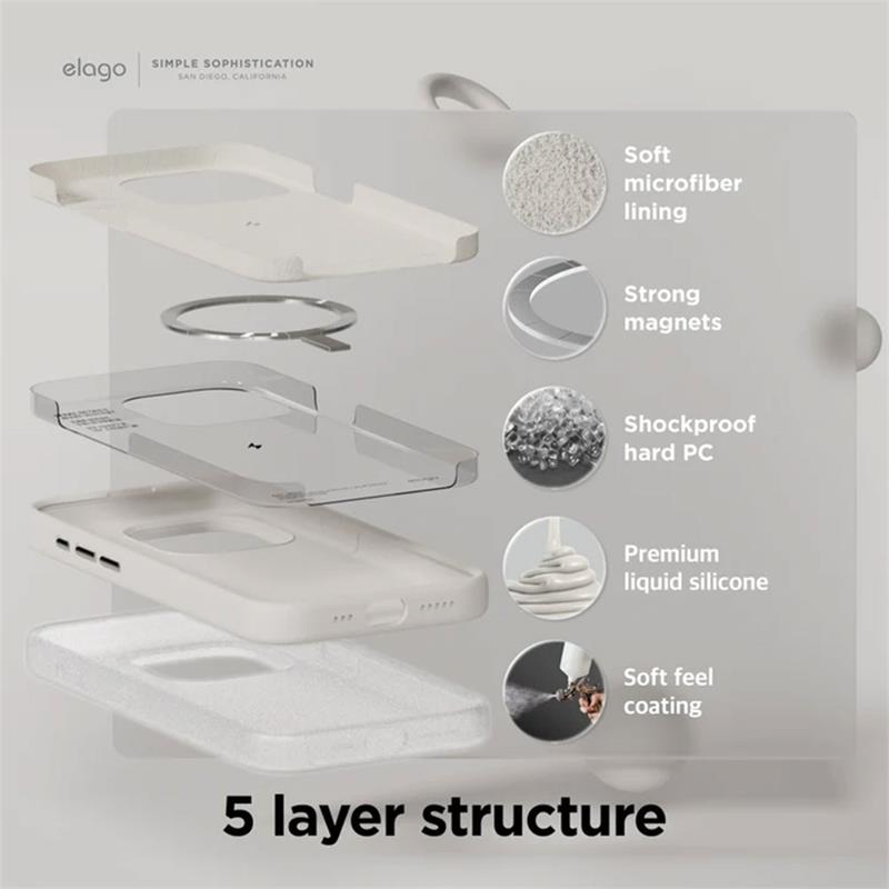 Elago kryt Silicone Case Magsafe pre iPhone 15 Pro - Stone