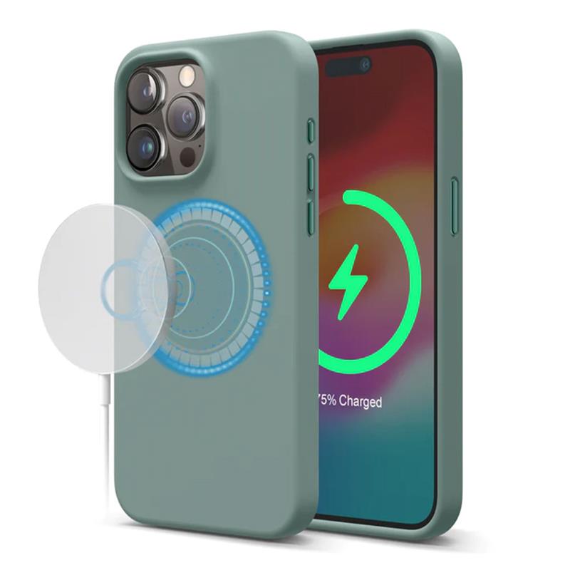 Elago kryt Silicone Case Magsafe pre iPhone 15 Pro Max - Midnight Green