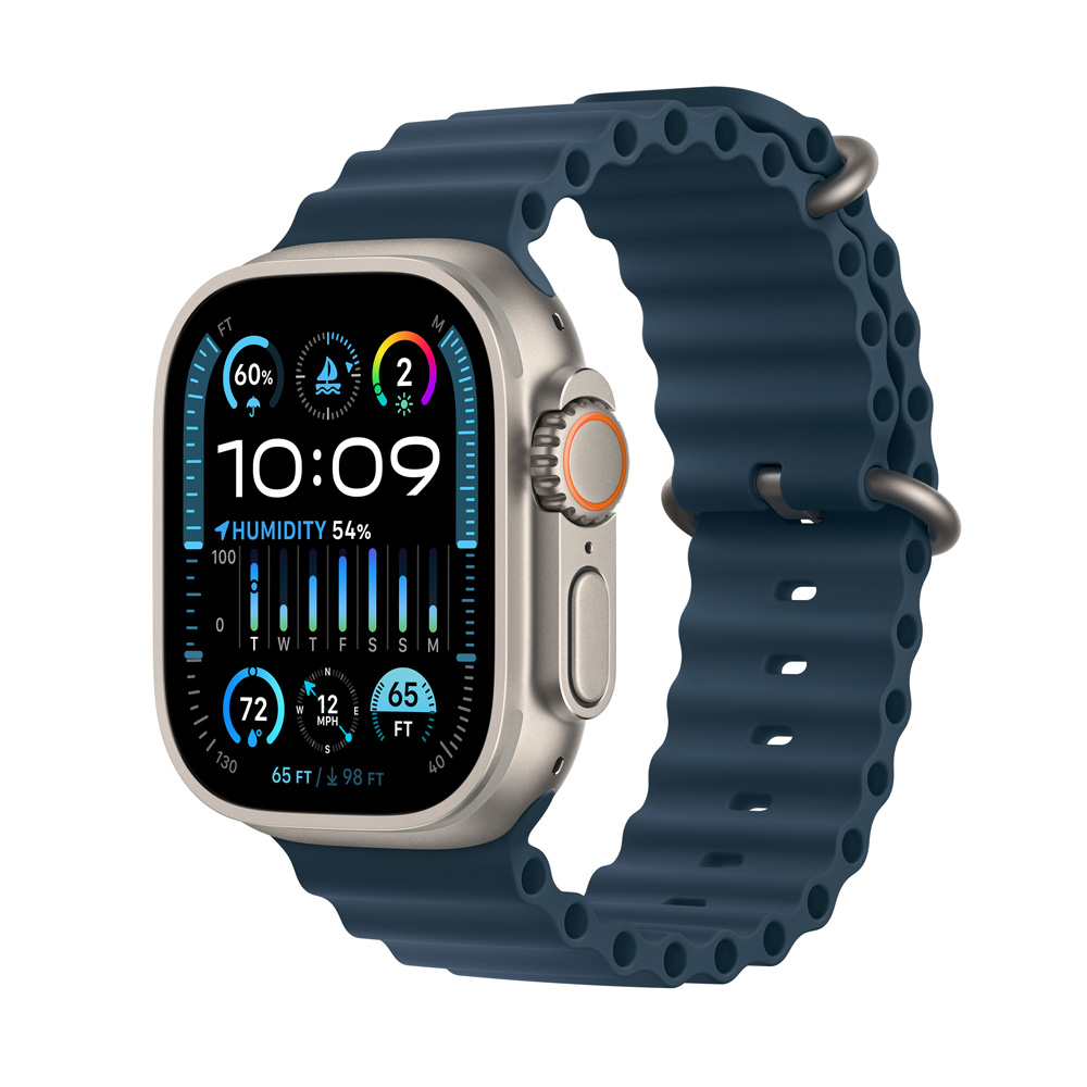 Apple Watch Ultra 2 GPS + Cellular, 49mm Prírodný titán s modrým oceánskym remienkom
